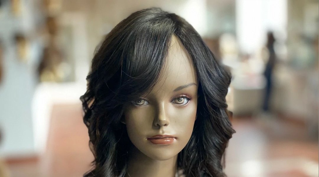 Woman wearing Firenze-14 wig with natural layered hairstyle